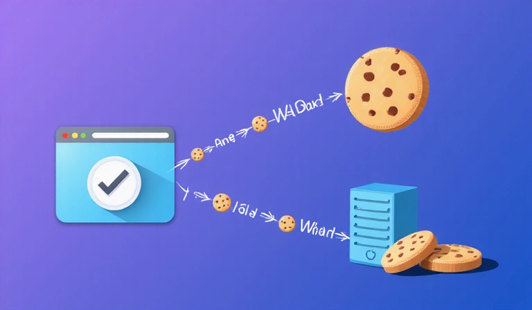 Ilustracja plików cookie jako małych ciasteczek cyfrowych w przeglądarce internetowej